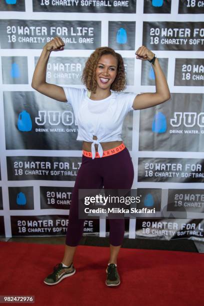 Basketball Analyst Rosalyn Gold-Onwude arrives at Water For Life Charity Softball Game at Oakland-Alameda County Coliseum on June 23, 2018 in...