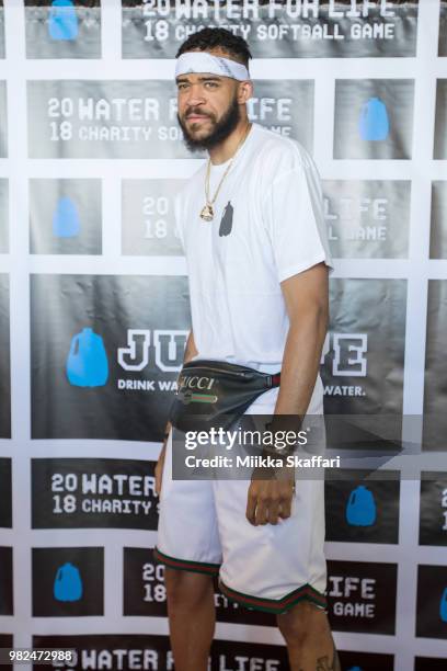 Golden State Warriors center JaVale McGee arrives at Water For Life Charity Softball Game at Oakland-Alameda County Coliseum on June 23, 2018 in...