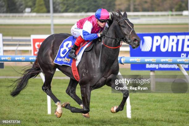 Legale ridden by Craig Williams wins the Hertz Ballarat 3YO Maiden Plate at Sportsbet-Ballarat Racecourse on June 24, 2018 in Ballarat, Australia.