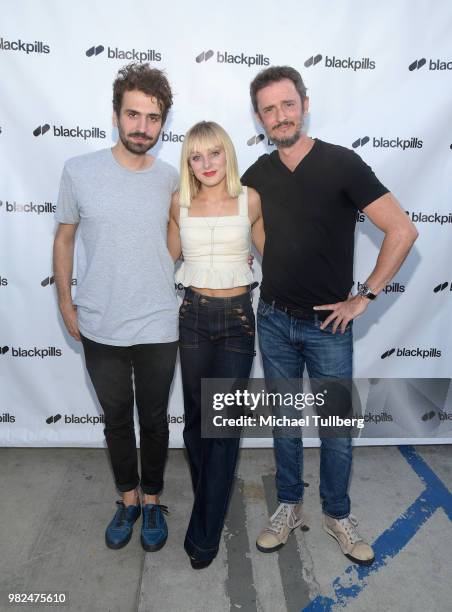 Jonathan Cohen-Berry, Ellery Sprayberry and Olivier Gauriat attend the premiere of Blackpills and Barnstormer Productions' "First Love" at Zebulon on...