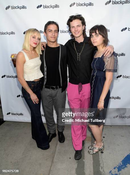 Ellery Sprayberry, Aramis Knight, Jance Enslin and Ally Ioannides attend the premiere of Blackpills and Barnstormer Productions' "First Love" at...