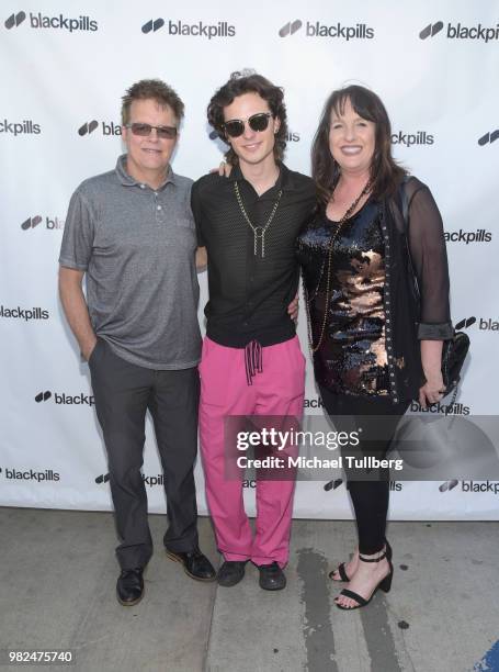 Tom Enslin, Jance Enslin and Corinne Enslin attend the premiere of Blackpills and Barnstormer Productions' "First Love" at Zebulon on June 23, 2018...