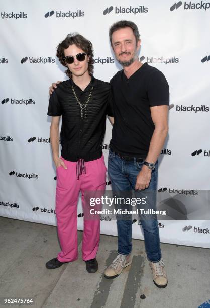 Jance Enslin and Olivier Gauriat attend the premiere of Blackpills and Barnstormer Productions' "First Love" at Zebulon on June 23, 2018 in Los...