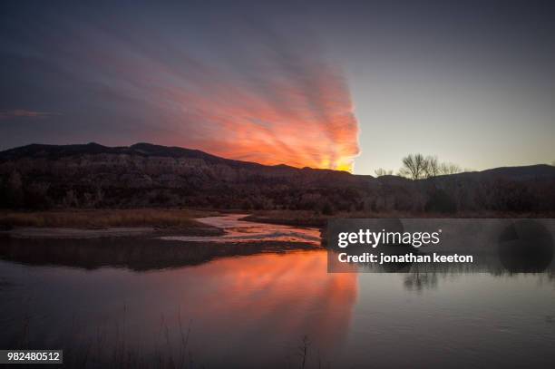 sunset, chama river - chama fotografías e imágenes de stock