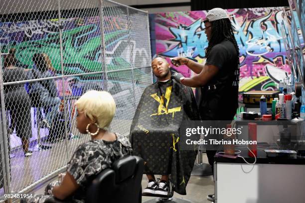 Guests attend the House of Fashion & Beauty during the 2018 BET Experience at Los Angeles Convention Center on June 23, 2018 in Los Angeles,...