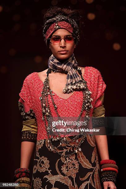 Model walks the runway in a Sabyasachi design at the Lakme India Fashion Week Day 1 held at Grand Hyatt Hotel on March 5, 2010 in Mumbai, India.