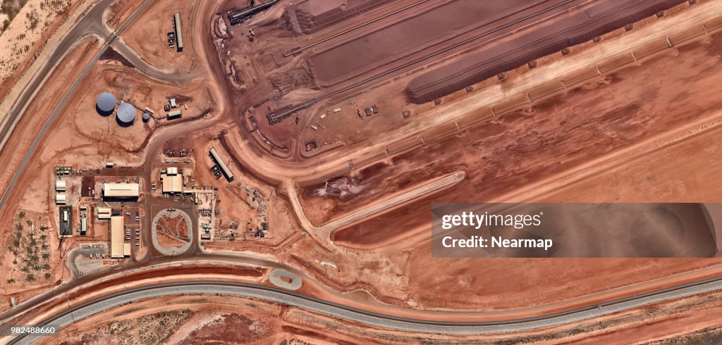 Iron ore facility with heavy machinery