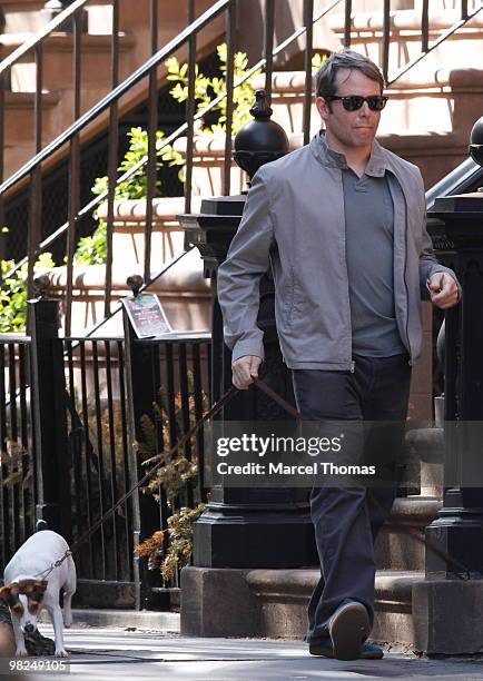 Matthew Broderick is seen walking his dog in the West Village on April 4, 2010 in New York, New York.