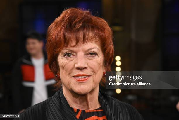 Producer Regina Ziegler stands in the studio of television talk show 'Koelner Treff' broadcast by the WDR channel in Cologne, Germany, 2 February...