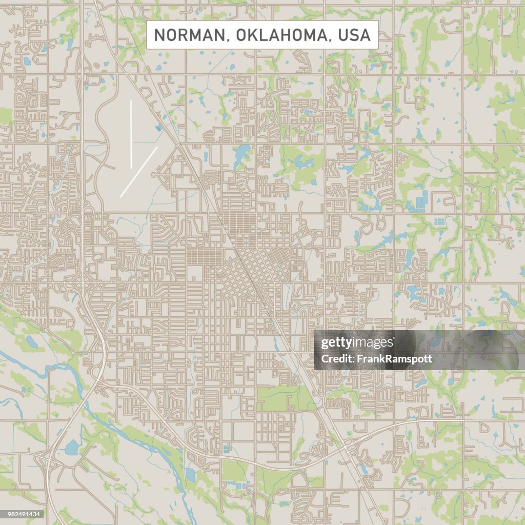 Norman Oklahoma US City Street Map