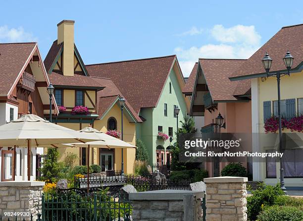 shopping district, frankenmuth, michigan - michigan stock pictures, royalty-free photos & images