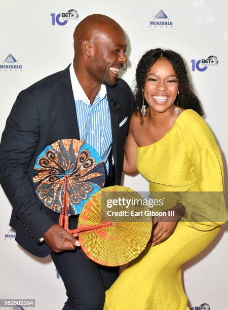 Jimmy Jean-Louis and Nomzamo Mbatha attend the BETX International Nominee Party during the 2018 BET Experience at Hotel Indigo Los Angeles Downtown...