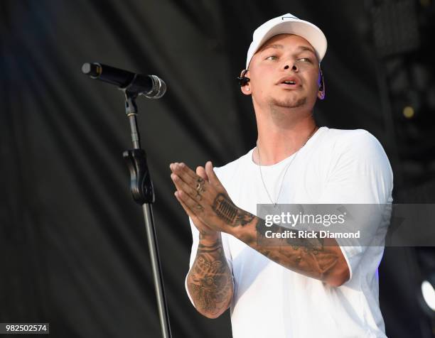 Kane Brown performs during Kicker Country Stampede - Day 3 at Tuttle Creek State Park on June 23, 2018 in Manhattan, Kansas.