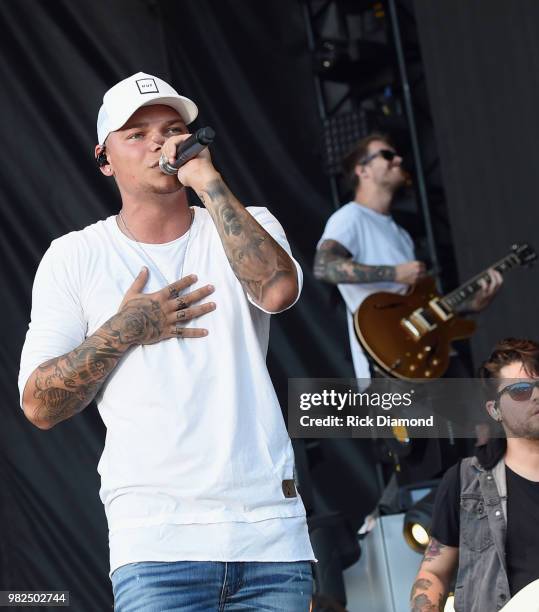 Kane Brown performs during Kicker Country Stampede - Day 3 at Tuttle Creek State Park on June 23, 2018 in Manhattan, Kansas.