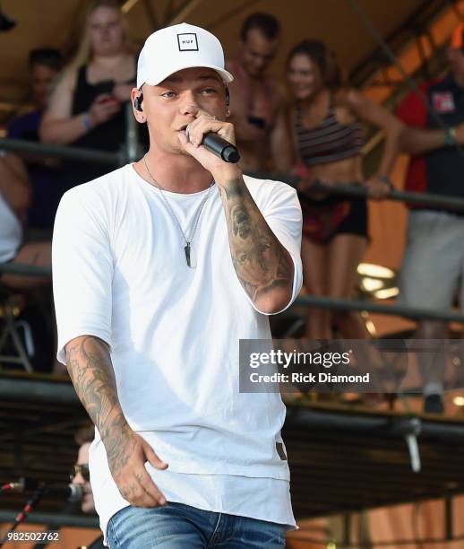 Kane Brown performs during Kicker Country Stampede - Day 3 at Tuttle Creek State Park on June 23, 2018 in Manhattan, Kansas.