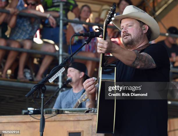 Randy Rogers of Randy Rogers Band performs during Kicker Country Stampede - Day 3 at Tuttle Creek State Park on June 23, 2018 in Manhattan, Kansas.