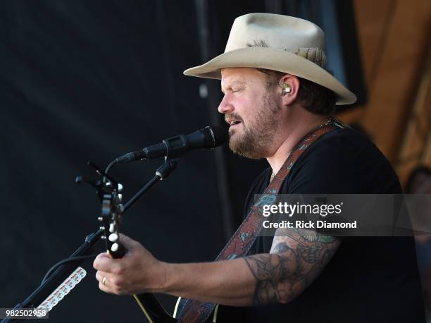 Randy Rogers of Randy Rogers Band performs during Kicker Country Stampede - Day 3 at Tuttle Creek State Park on June 23, 2018 in Manhattan, Kansas.