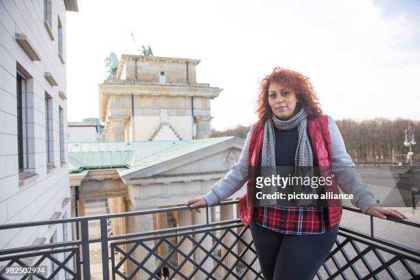 Author Rasha Habbal from Syria stands in front of the Brandenburg Gate in Berlin, Germany, 1 February 2018. She is the first author to be awarded the...