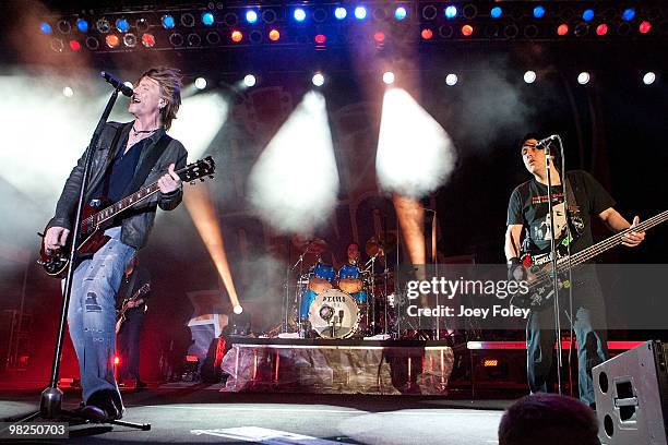 Goo Goo Dolls performs during day 3 of the free NCAA 2010 Big Dance Concert Series at White River State Park on April 4, 2010 in Indianapolis,...