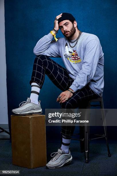 Hasan Piker poses for a portrait at the Getty Images Portrait Studio at the 9th Annual VidCon US at Anaheim Convention Center on June 22, 2018 in...