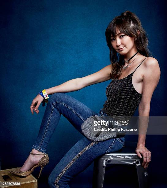 Kimiko Glenn poses for a portrait at the Getty Images Portrait Studio at the 9th Annual VidCon US at Anaheim Convention Center on June 22, 2018 in...