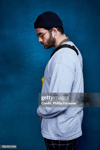 Hasan Piker poses for a portrait at the Getty Images Portrait Studio at the 9th Annual VidCon US at Anaheim Convention Center on June 22, 2018 in...