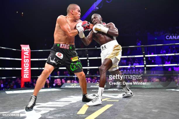 Souleymane Cissokho of France beats Carlos Molina of Mexico during La Conquete Acte 5 boxing event on June 23, 2018 in Paris, France.