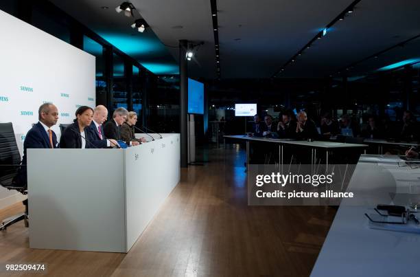 Michael Sen , member of the board of the Siemens AG, Janina Kugel, member of the board as well as head of human resources and Ralf Thomas, chief...