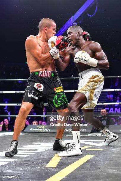 Souleymane Cissokho of France beats Carlos Molina of Mexico during La Conquete Acte 5 boxing event on June 23, 2018 in Paris, France.