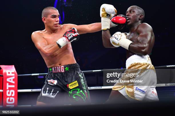 Souleymane Cissokho of France beats Carlos Molina of Mexico during La Conquete Acte 5 boxing event on June 23, 2018 in Paris, France.