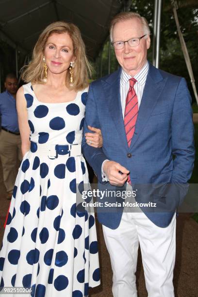 Ellen Ward Scarborough and Chuck Scarborough attend the 12th Annual Get Wild! Summer Benefit on June 23, 2018 in Southampton, New York.