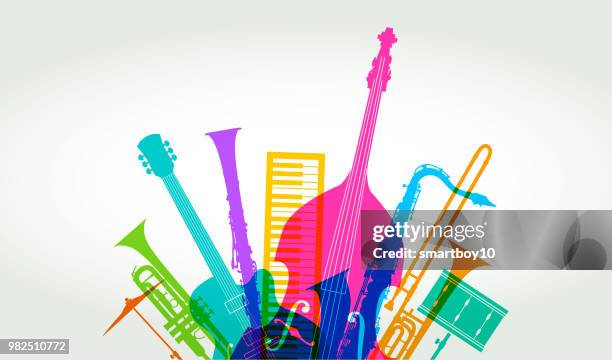 illustrations, cliparts, dessins animés et icônes de instruments de musique - jazz - guitare