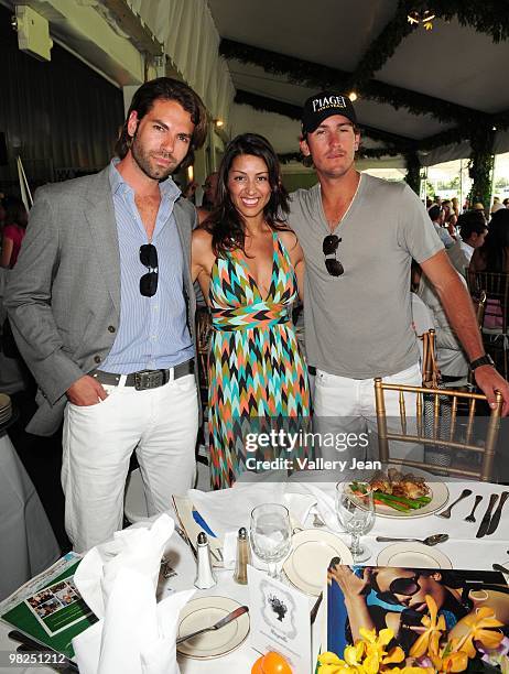 Derek Britt, Shamin Abas and polo player Nic Roldan attend Palm Beach International Polo Club on April 4, 2010 in Wellington, Florida.