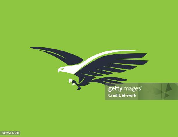 stockillustraties, clipart, cartoons en iconen met vliegende adelaar symbool - bird of prey