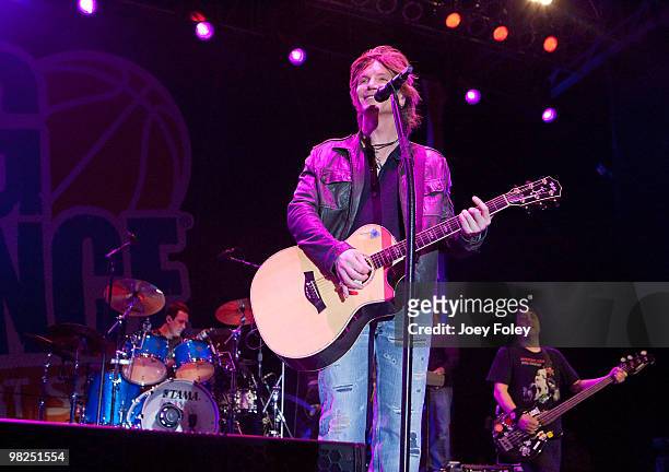 Goo Goo Dolls performs during day 3 of the free NCAA 2010 Big Dance Concert Series at White River State Park on April 4, 2010 in Indianapolis,...