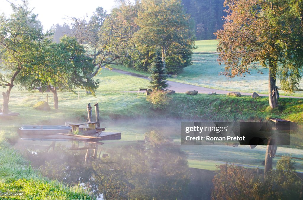 Morgenstimmung am See im herbstlichen Schwarzwald