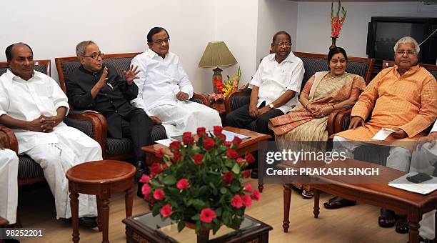 Finance Minister and Leader of the Lok Sabha Pranab Mukherjee , Home Minister P. Chidambaram , Defence Minister A. K. Anthony Rashtriya Janata Party...