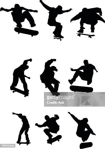 many skaters - skating stock illustrations