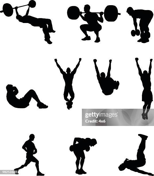 stockillustraties, clipart, cartoons en iconen met exercise people - hurken