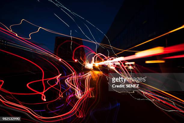 onboard a car - long exposure - confused driver during magic / blue hour - car driver ストックフォトと画像
