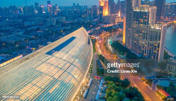 aerial view of commercial district - xie liyao stock pictures, royalty-free photos & images