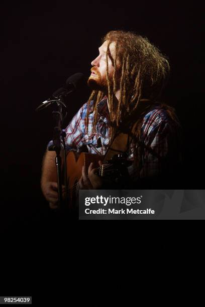 Newton Faulkner performs on stage during Day 5 of Bluesfest 2010 at Tyagarah Tea Tree Farm on April 5, 2010 in Byron Bay, Australia.