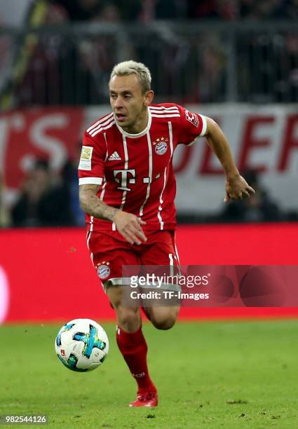Rafinha of Muenchen controls the ball during the Bundesliga match between FC Bayern Muenchen and TSG 1899 Hoffenheim at Allianz Arena on January 27,...