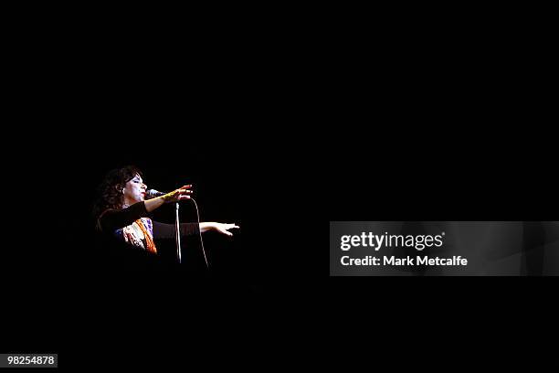 Bebel Gilberto performs on stage during Day 5 of Bluesfest 2010 at Tyagarah Tea Tree Farm on April 5, 2010 in Byron Bay, Australia.