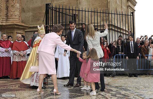 Queen Sofia of Spain, Prince Felipe of Spain, Princess Sofia of Spain, Princess Letizia of Spain, Princess Leonor of Spain and Queen Sofia of Spain...