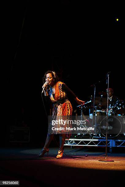 Bebel Gilberto performs on stage during Day 5 of Bluesfest 2010 at Tyagarah Tea Tree Farm on April 5, 2010 in Byron Bay, Australia.