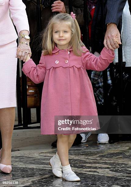 Princess Leonor of Spain attends Easter Mass at Palma de Mallorca Cathedral on April 4, 2010 in Palma de Mallorca, Spain.