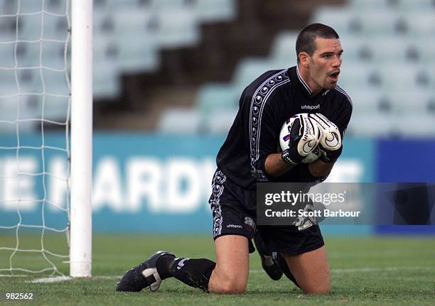 Parramatta goalkeeper Les Pogliacomi makes a save during the Parramatta Power v Melbourne Knights NSL match played at Parramatta Stadium, Sydney,...