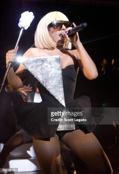 Lady Gaga performs at the Royal Oak Music Theatre on March 25, 2009 in Royal Oak, Michigan.