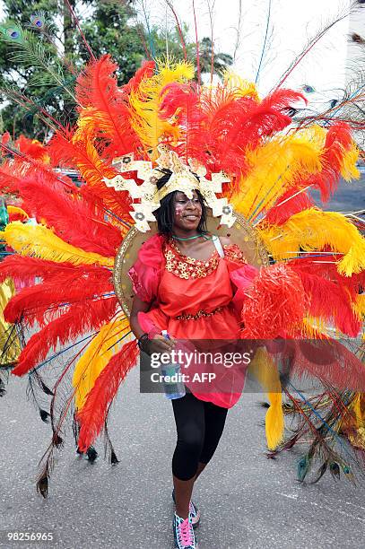 Lady entertains bystanders during the premier edition of Lagos Carnival Monday, April 5, 2010. Residents of Lagos and tourists were entertained as...